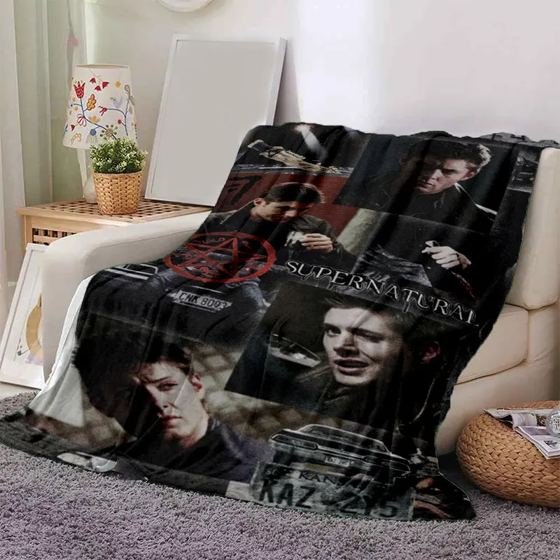 1pc Supernatural Themed Comfortable Lightweight Flannel Blanket - Anti-Pilling, High Def Print, Multi-Size, Indoor/Outdoor Use, Home Decoration or Graduation Gift for Men, Features Showcased Scenes & Characters