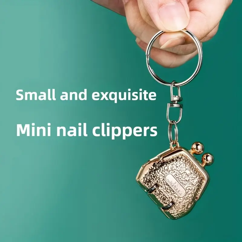 1 Mini Stainless Steel Folding Nail Clipper, Creative Bag Shaped Design with Keychain, Nail File, Cute Nail Accessory for Nail Trimming