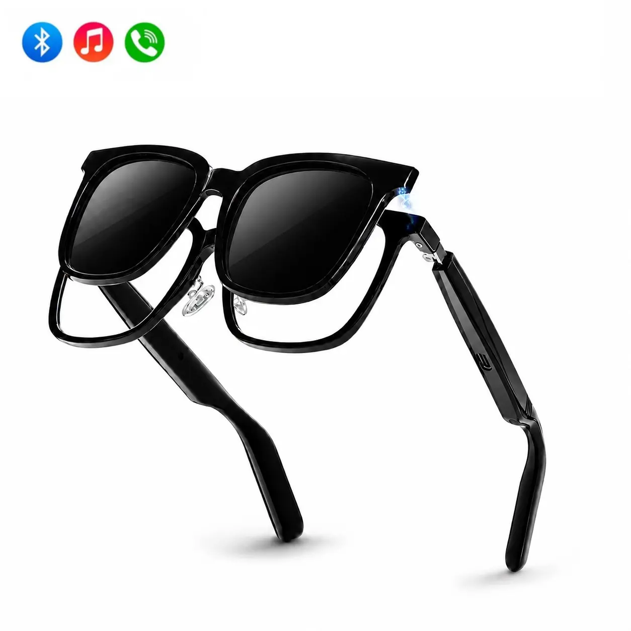 Magnetic Clip-On Smart Glasses for Men Women, 2-in-1 Bluetooth Audio Sunglasses with Open-Ear Sound, Music, Calls, Touch Control and Voice Assistant