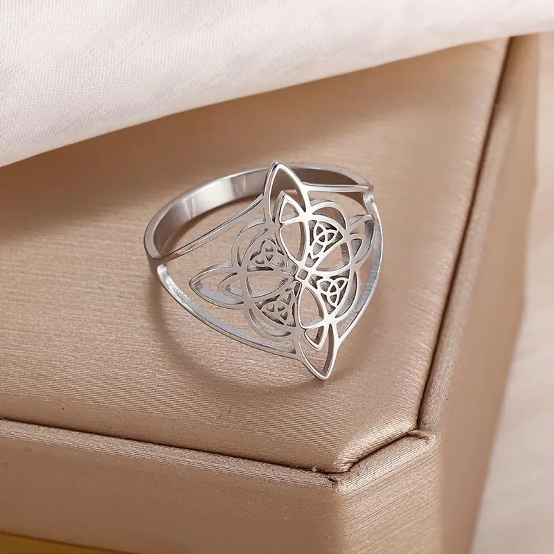 Stainless Steel Witch's Knot Ring - Elegant Celtic Design Engagement Ring, Sizes 6-10, Ideal for Daily Wear & Gifting, Engagement Rings