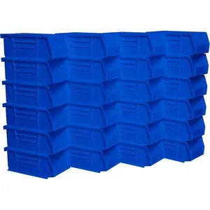 30220 AkroBins Plastic Storage Bins, Space-Saving Stackable Bins for Garage, Pantry, Craft Organization, 7" x 4" x 3", Blue, 24-Pack