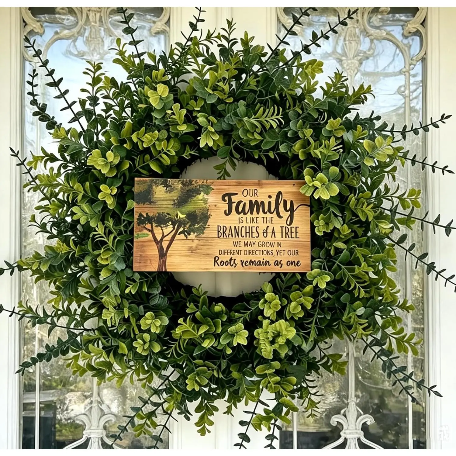 26'' Boxwood Wreaths Front Door Artificial Wreath.Wreaths for Front Door Farmhouse Wedding Green Year Round Indoor for Summer Wreath St Patricks Day Decorations