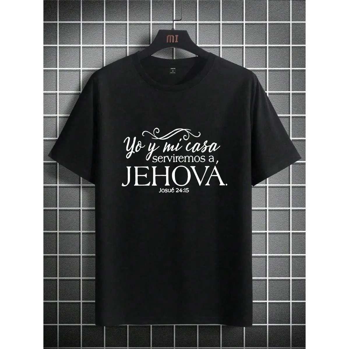 Manfinity Homme Fitted Cut Crew Neck Short-Sleeve T-Shirt - 1800s Style Menswear Clothes, Summer Casual Fabric Text Top with Slogan Print