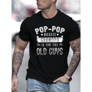 Pop-Pop Funny Grandpa Vintage Text Black Men Tee