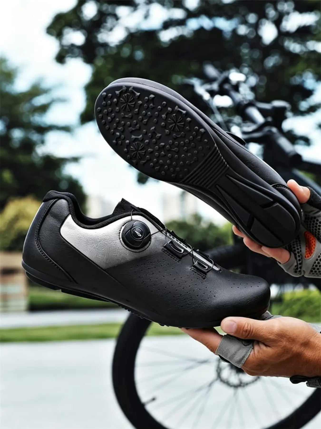 1 Pair Unisex Road Cycling Shoes, Racing Style, Breathable Upper With Boa Dial, Ideal For Road Training & Outdoor Riding
