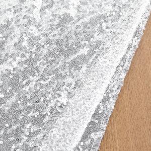 Round Tablecloth Silver 72 Inch Sequin Tablecloth Glitter Dessert Cake Tablecloth Silver Sequin Table Cover Cloth Sequin Overlay for Banquet Birthday Home Decoration