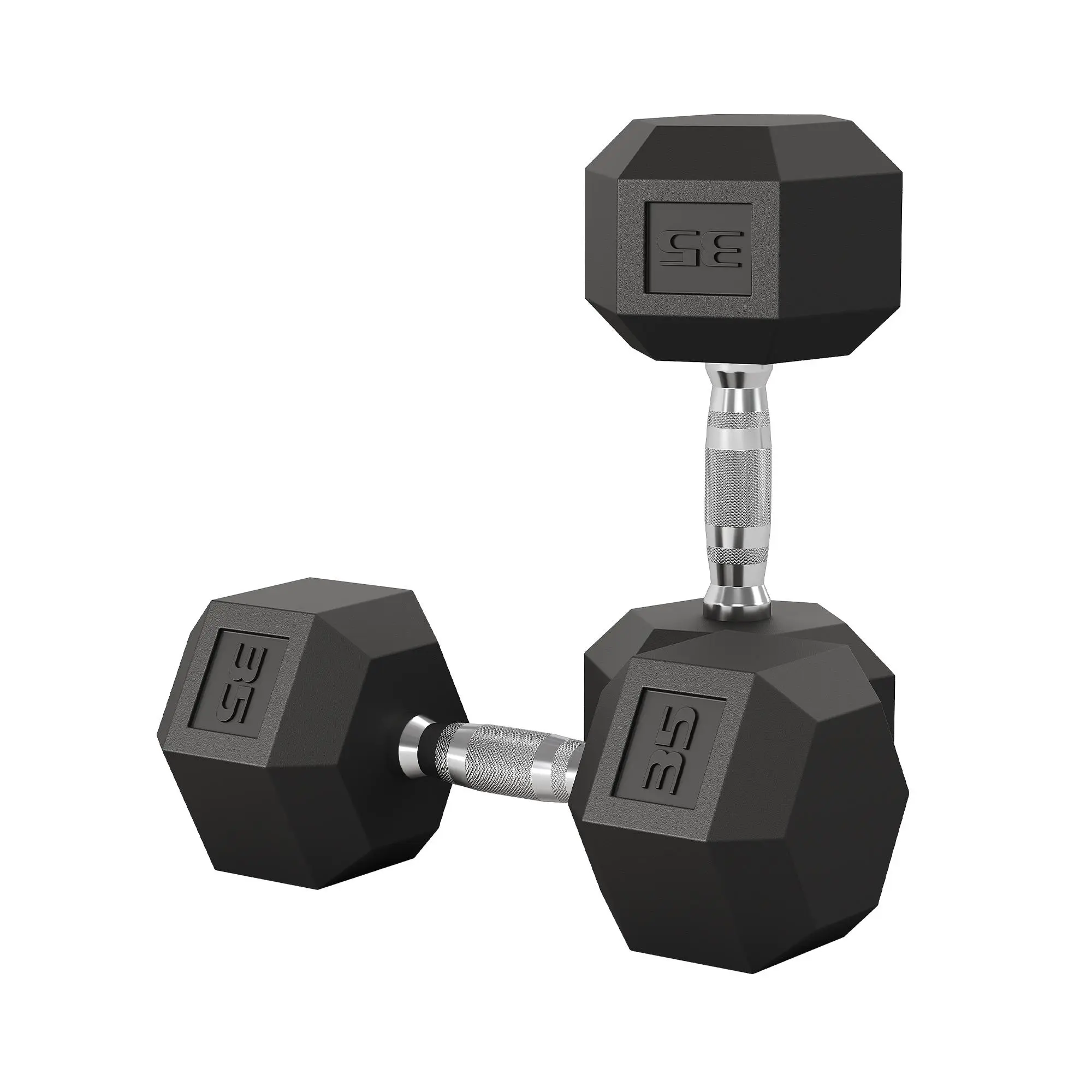 GAOMON Hex Dumbbells Set of 2 (5-50LB), Rubber Encased Cast Iron Free Weights - Non-Slip Knurled Grip - Anti-Roll Design - Durable Drop-Resistant Strength Training Equipment for Home Gym