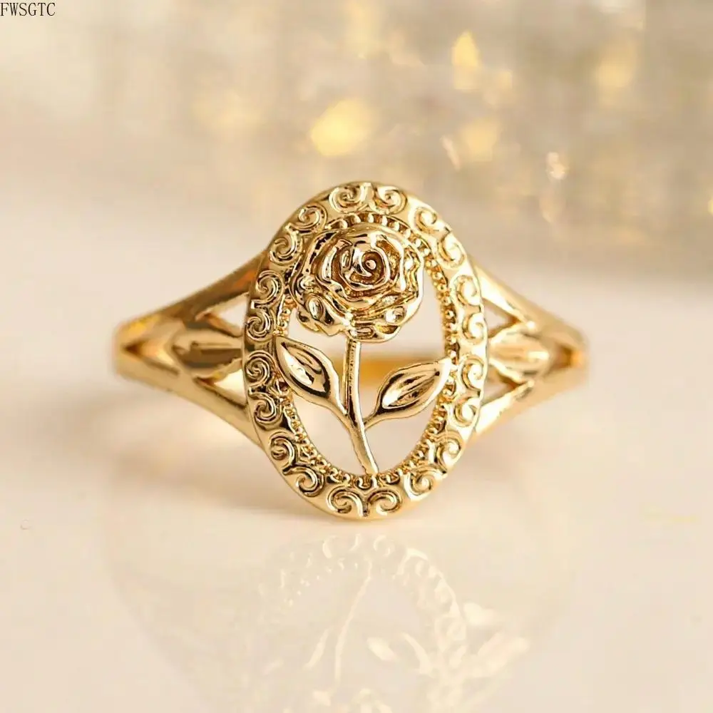 Women's 2026 New Arrival Anti-Tarnish Rose Copper Statement Ring - Minimalist Shape, Rounded Inner, Mirror Polishing, Warm Luster, Versatile Female Band for Everyday, Wedding Wear - Glamorous Sports & Outdoor Jewelry Accessory