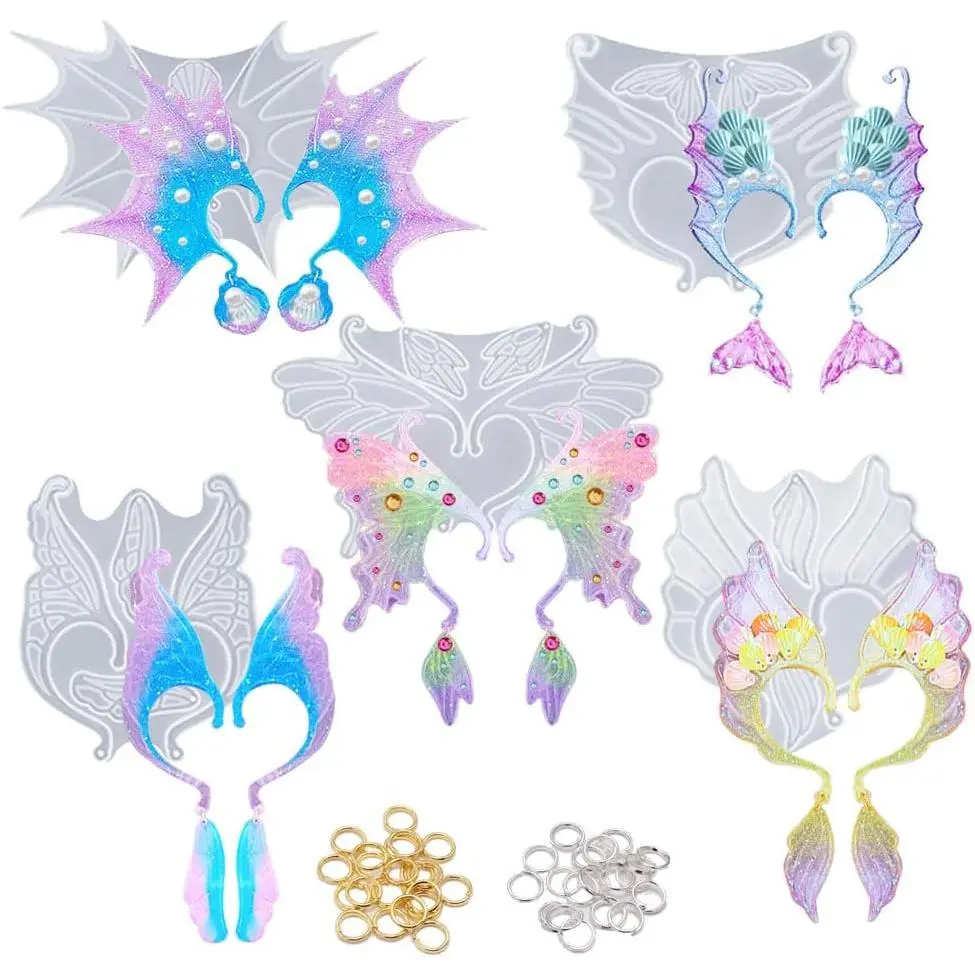 5 Set Ear Cuffs  Molds, Butterfly Shaped  Ear Clip  Mold Earring  Molds for DIY Handicraft Earring Jewellery Decor