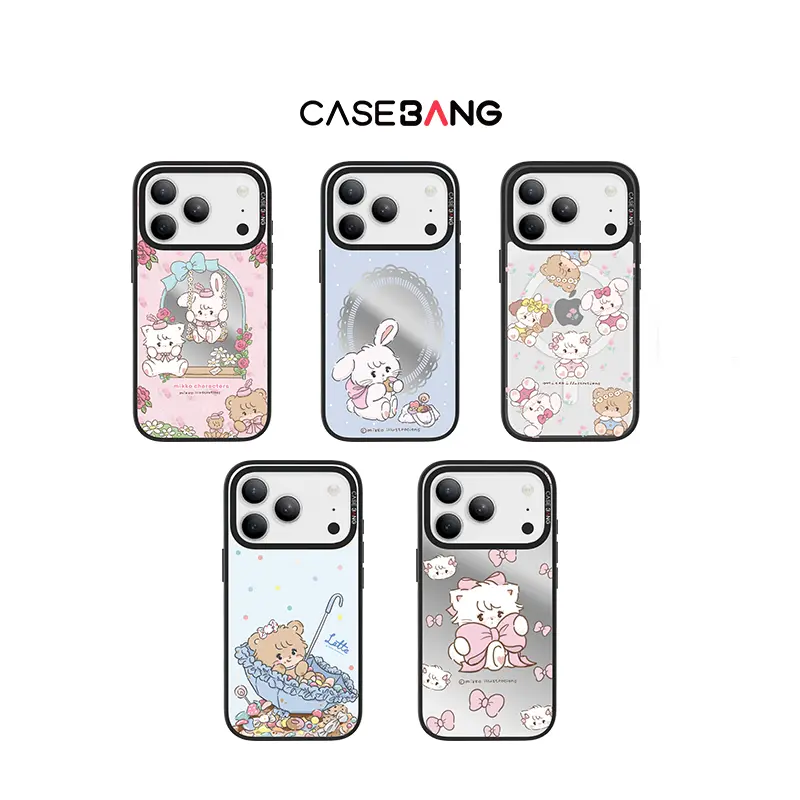 MagSafe case, silicone case, CASEBANG, Mikko series illustrations, military-grade drop protection, compatible with iPhone 13/17 and Samsung Galaxy S24/S26 Ultra, interchangeable
