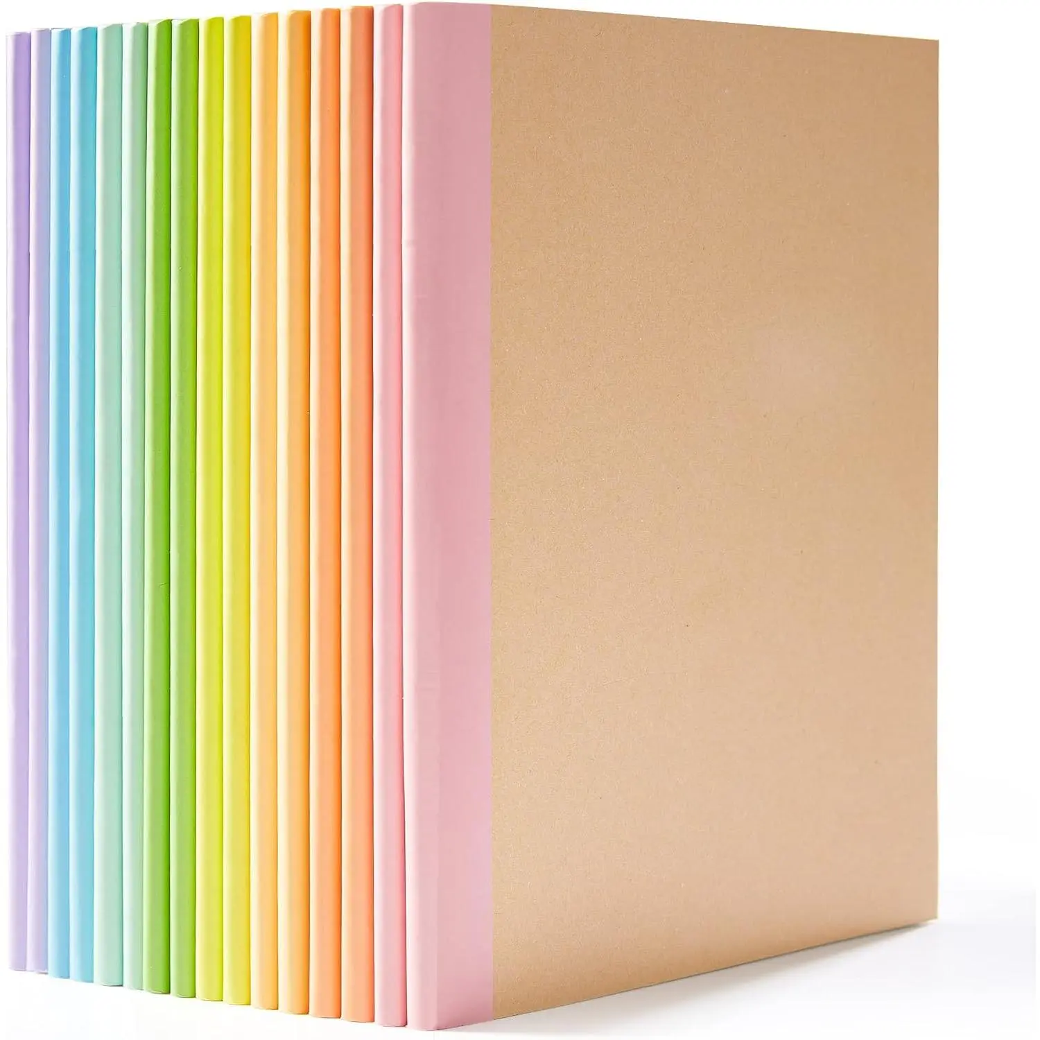 16-Pack Bulk Composition Notebooks, A5 Size (8.3”x5.5”) Pastel Color Cover Journals with Lined/Blank Pages, Rainbow Spine, Tight Stitching, 60 Pages for Women Students, Office Stationery Supplies