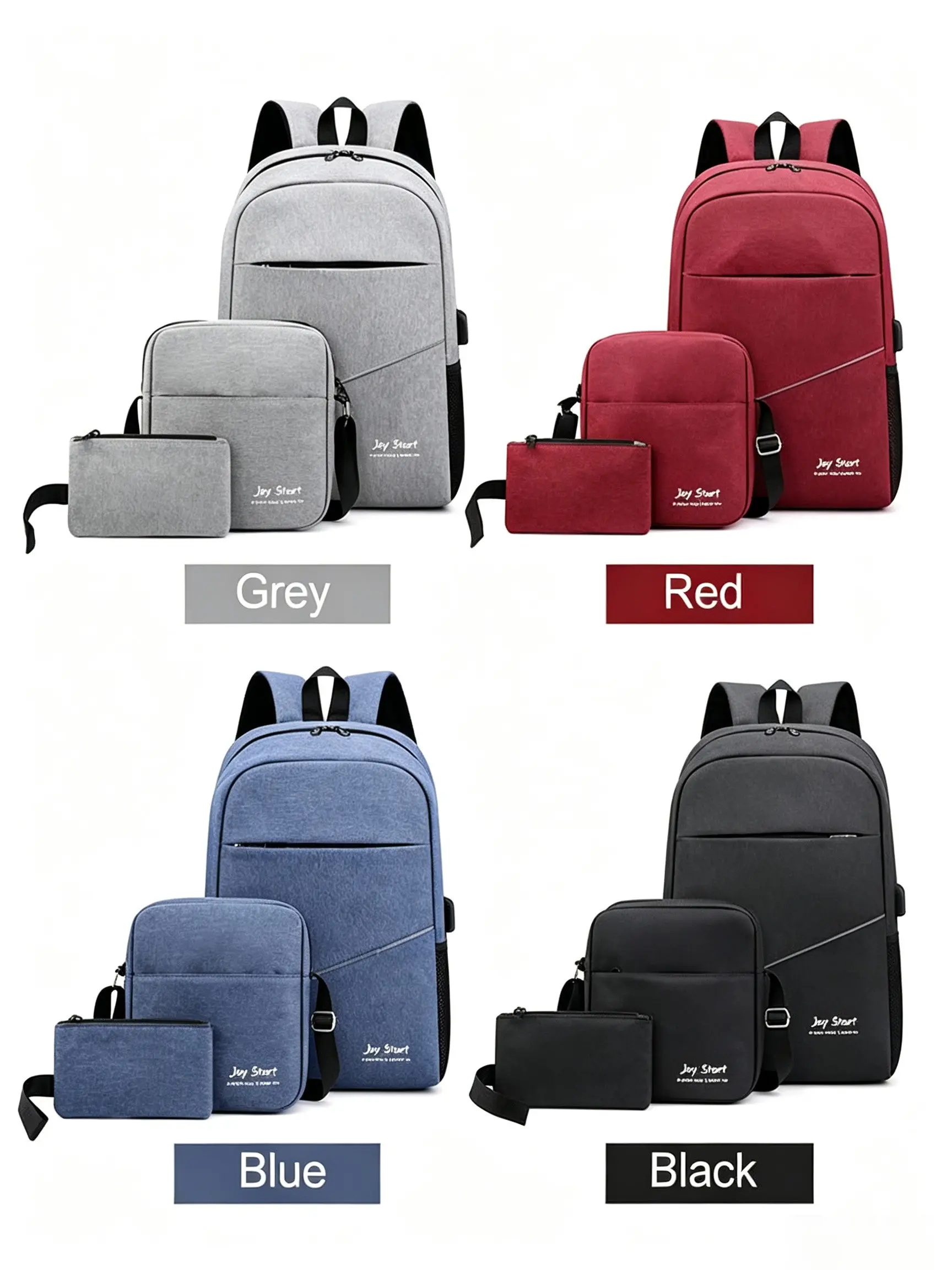3pcs Unisex Backpack Set, Laptop Shoulder Bag, Crossbody Bag, Small Pouch, Travel, School, Office, University, 15.6 Inch Compatible