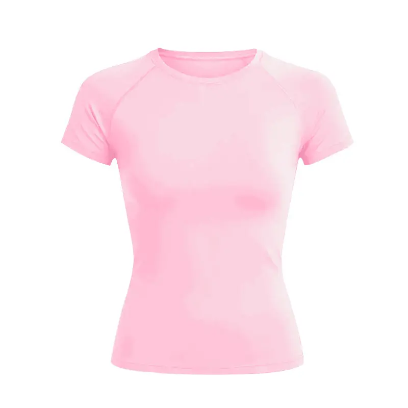 Women's Short-Sleeve Solid Color Yoga Sports T-Shirts - Stretchy, Breathable, Comfortable Fitness Tops for Sports & Outdoor Activities