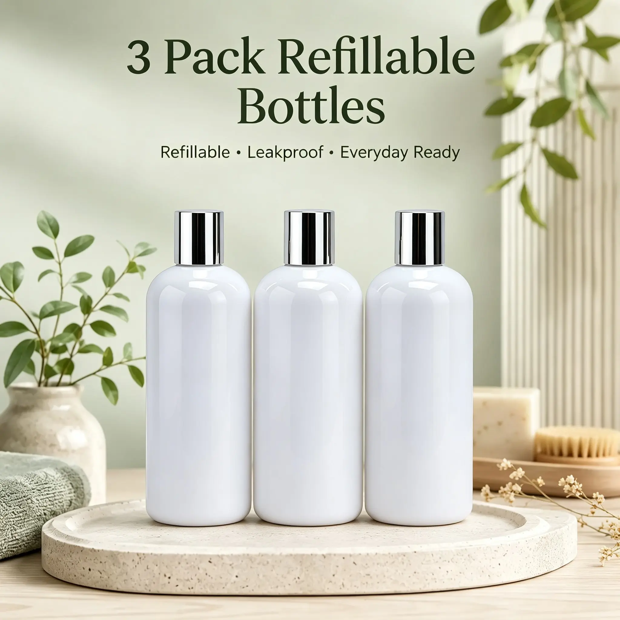 3pcs 250ML Refillable Lotion Dispenser Bottles, Leak-Proof Eco-Friendly Portable Travel Containers, Ideal for Bathroom & Kitchen Use