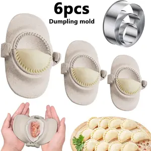 6-piece Set of Large Pastry Dough Cutting Molds - Durable Plastic and Stainless Steel Dumpling Pie Cutter with Ergonomic Handle, Easy To Release and Clean, Multi-color Baking Tools, Baking Utensils, Suitable for Home/professional Kitchens,