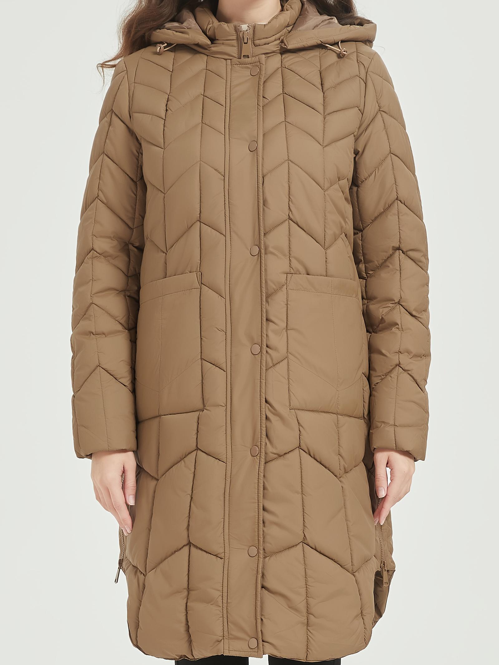 Down Jacket Women, Lightweight Padded Bubble Hat Coat, Fur Collar Warm Coat