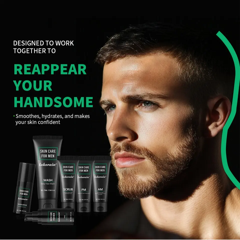 Men's Skincare Set, Cleansing Face Wash + Moisturizing Cream + Eye Cream, Deep Cleanse Hydrate Hydrating Nourish Smoother, Full Facial Care Cleanser Kit