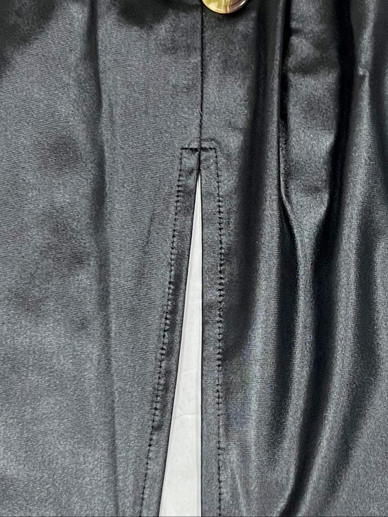 Women's Split-Hem Coated-Leather Dress, Mock Neck Long Sleeve Slim Fit Black Dress for Festivals and All-Season Wear