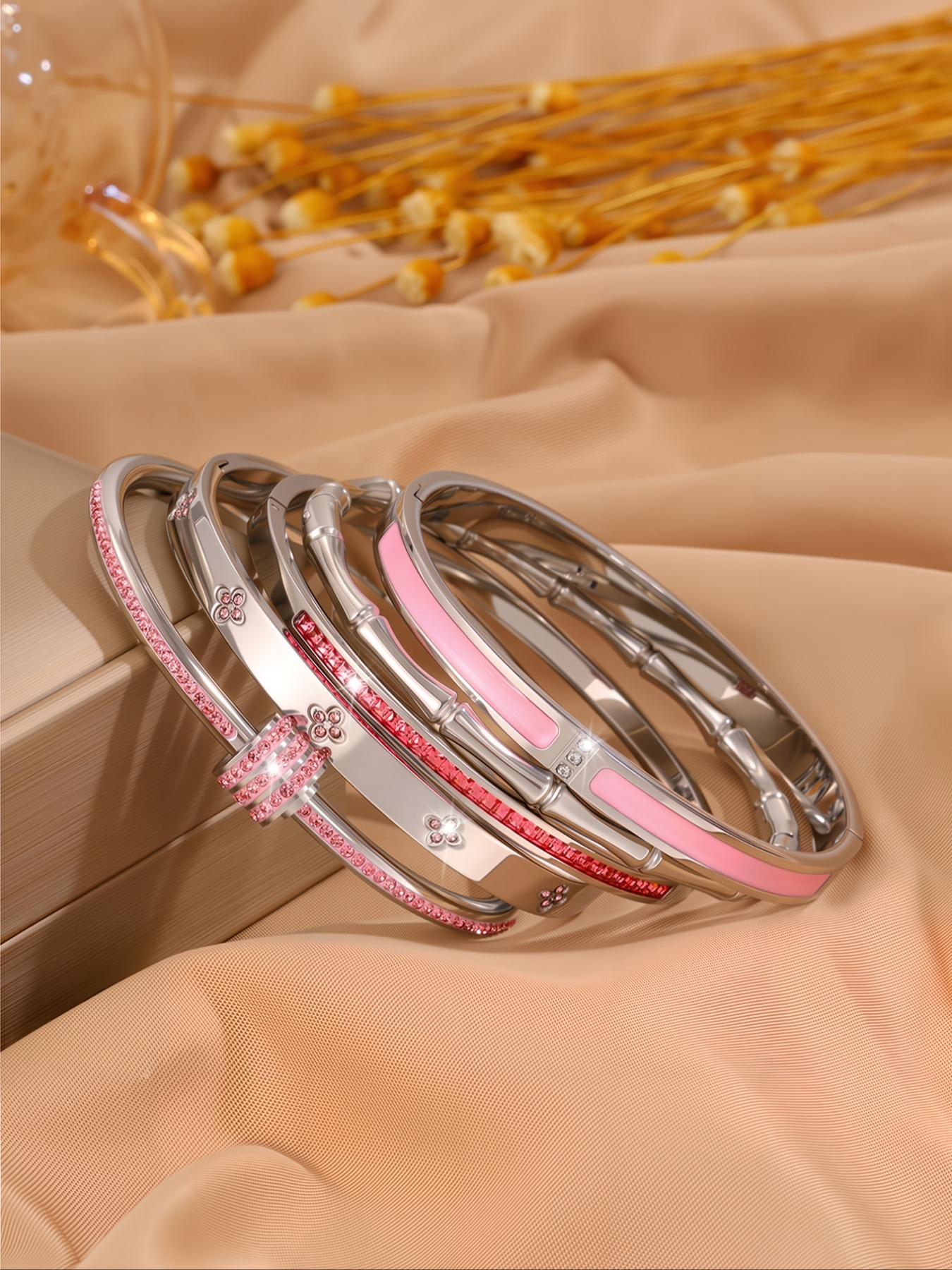 Elegant Fashion Bangle Bracelet Set, Stainless Steel Jewelry for Party, Daily Clothing Decor, Trendy All-match & Exquisite Jewelry for Birthday Gift, Bangles Bracelets Set