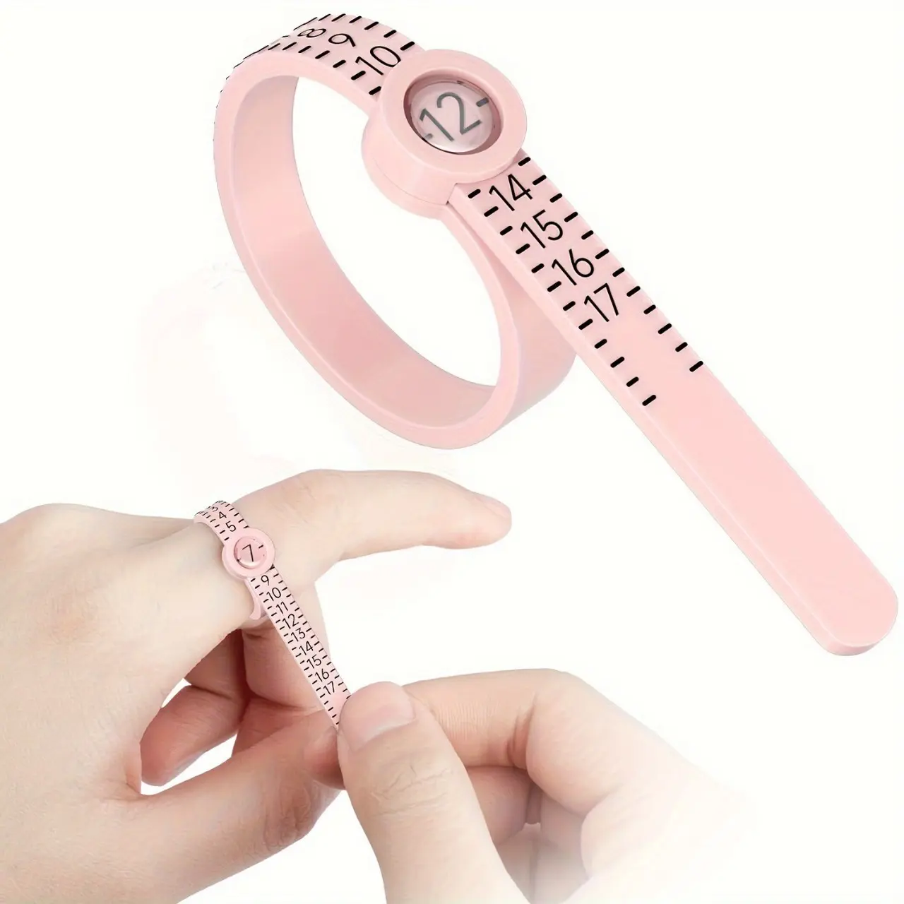 Finger Sizer Measuring Tool with Magnifying Lens, Portable Ring Size Gauge Flexible Tape Measure for US Ring Sizing, Home Jewelry Measurement Tool for Men Women