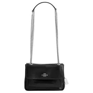 Coach Elodie 19 Crossbody Bag for Women – Silver Hardware, Leather, Logo Detail, Small Size, Black with Pendant