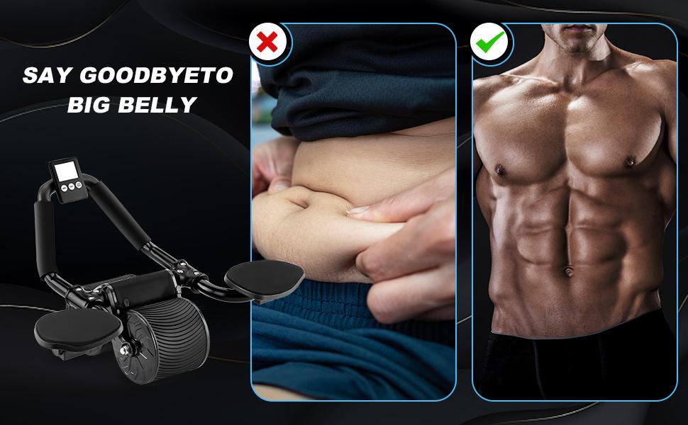Elbow Support Automatic Rebound Abdominal Wheel,Ab Roller for Abdominal Exercise Machine,Dolly Core Strengthening Trainer Fitness Belly Training Ab Roller