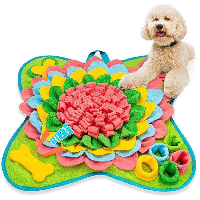 New Snuffle Mat: Colorful Flower & Bone Design - A Pet Scent Training Blanket for Physical and Mental Stimulation New Snuffle Mat: Colorful Flower & Bone Design - A Pet Scent Training Blanket for Physical and Mental Stimulation