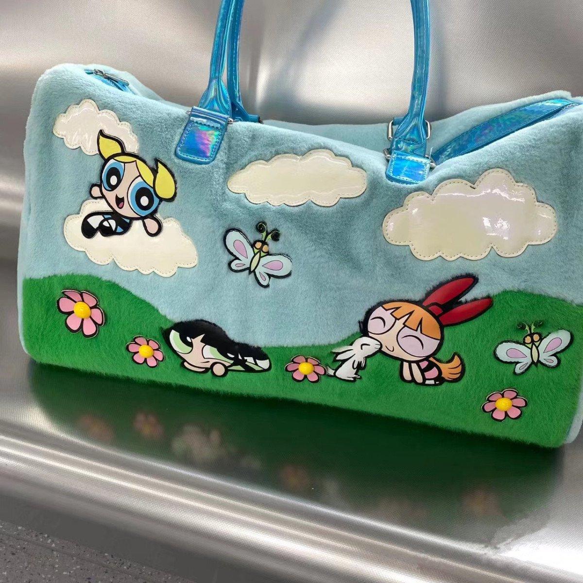 Large Capaci Plu Handbag Cartoon Animation Youthful Sle Soft Rabbit Fur Material Zipper Closure Casual Leisure Handbag