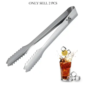 7 inches Ice Tongs for Ice Bucket, Stainless Steel Ice Tongs with Teeth, Small Serving Tongs, Kitchenware （2 pcs）