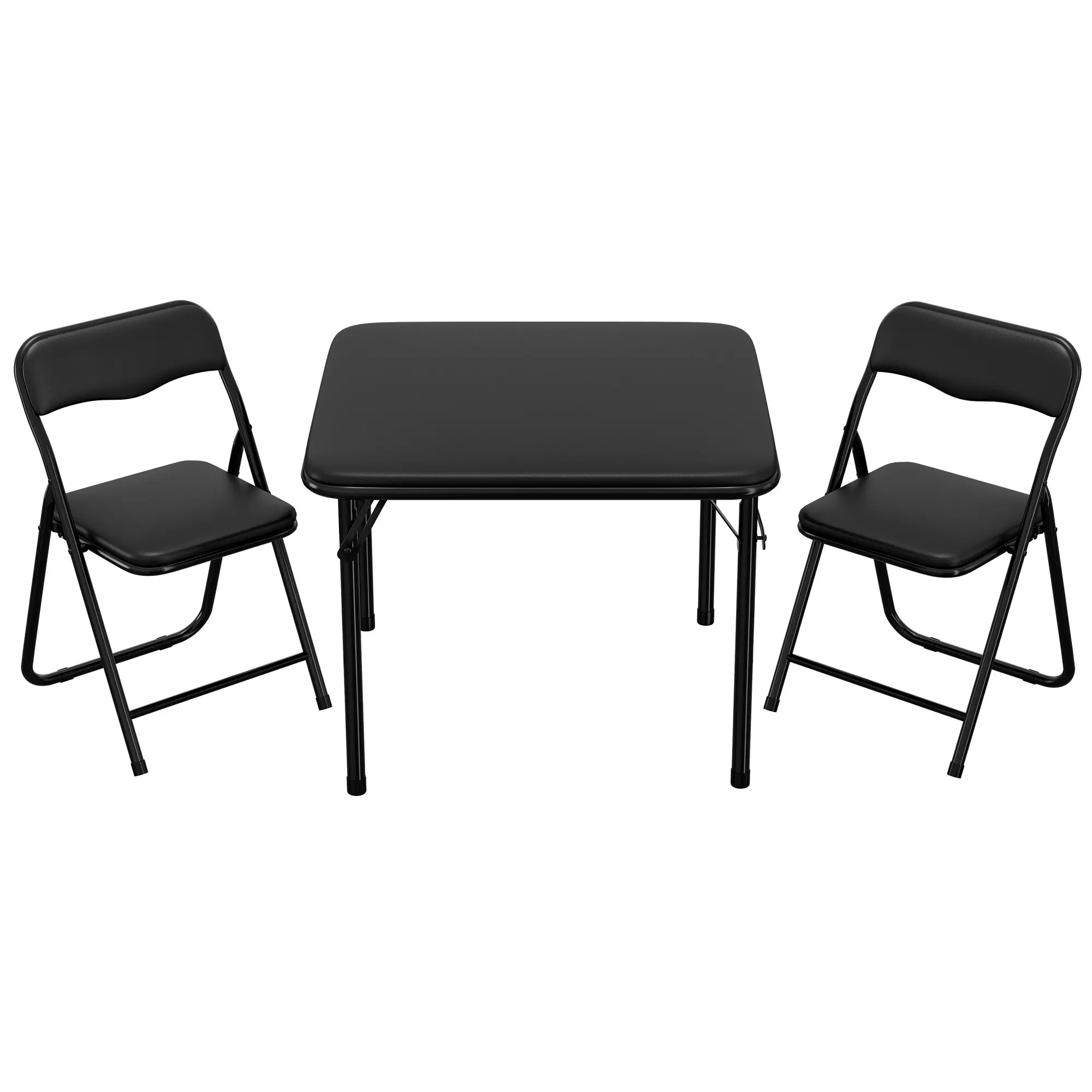 Kids 3-Piece Folding Table and Chairs Set - Space-Saving Portable Indoor Furniture Set for Ages 2-6, Lightweight Easy-Clean Design for Play, Crafts, Indoor/Outdoor Use
