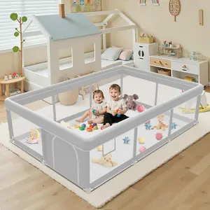 Baby Playpen 74x50 Inch, Playpen  Babies and Toddlers, Play Pen Indoor & Outdoor Active Center, Sturdy Safety Playard with Anti Slip Suction Cups, Skin-Friendly Fabric, Large Space Baby Fence