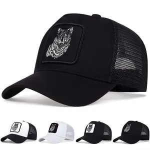 2026 Summer Animal Baseball Cap Cartoon Sun Protection Unisex Black Wolf Mesh Hat Duckbill Cap