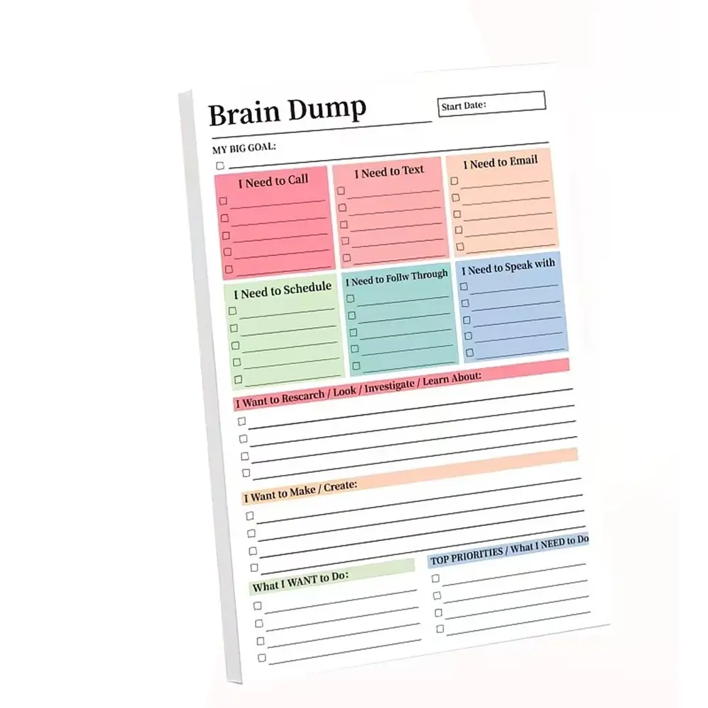 A5 Tear-Off To-Do Notebook, Daily Planning Journal, High-Performance Planner, Minimalist Design, Date Pages, Smooth Paper