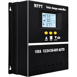 100A MPPT Solar Charge Controller 12V 24V 36V 48V LCD Display Battery Intelligent Regulator Max 100V Input Dual USB for Lead-Acid/Lithium