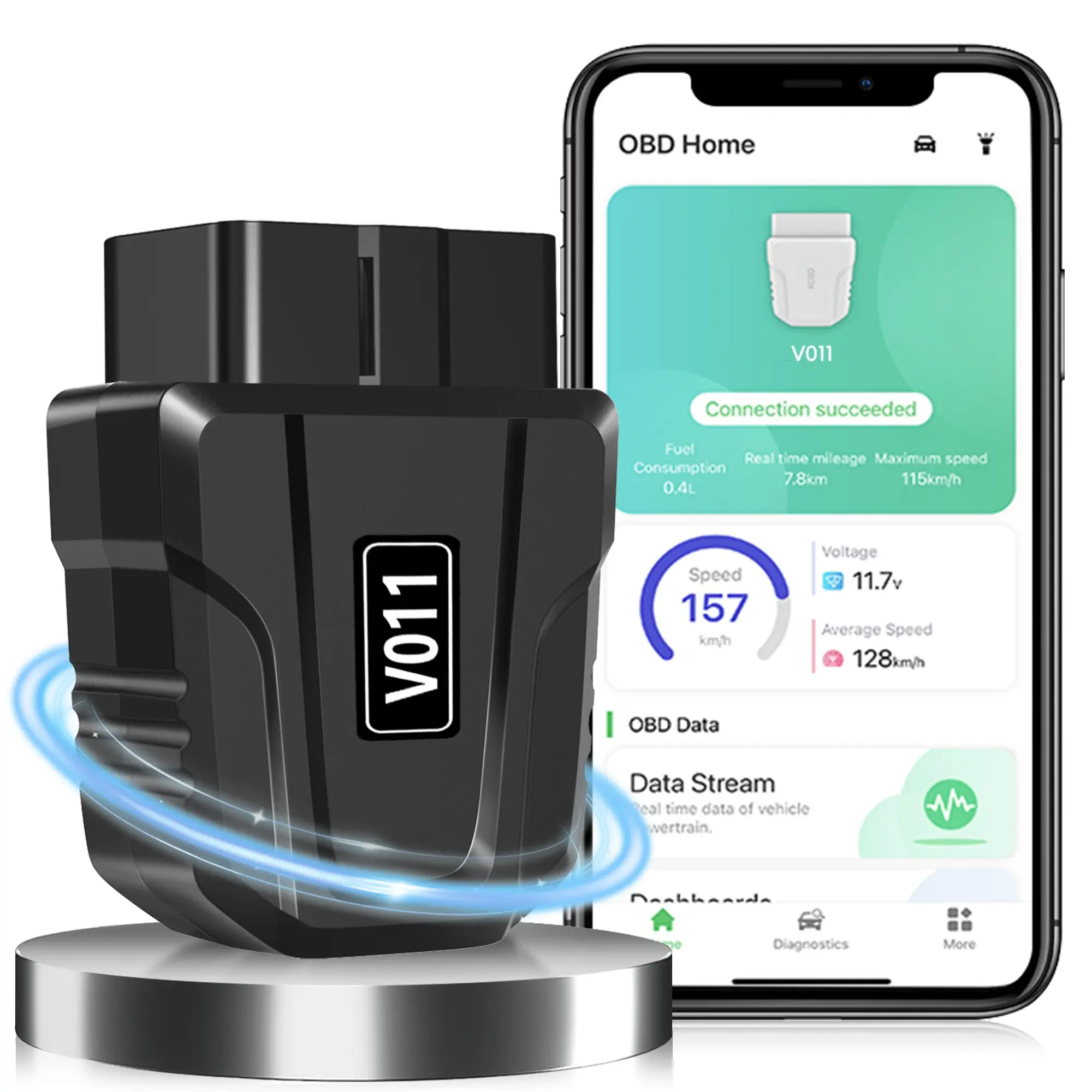 OBD2 Scanner Reader Bluetooth Wireless Auto Diagnostic Scan Tool for iOS & Android for Performance Test Bluetooth 5.4 Car Check Engine Car Code Reader, Clear Error Code Live Data Reset Exclusive APP, Automotive Diagnosis Scanner