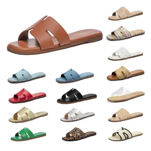 Rihero Women's Dressy Comfortable Leather Slip-On Flat Sole Slides for Women, Sports & Outdoor Footwear Shoe