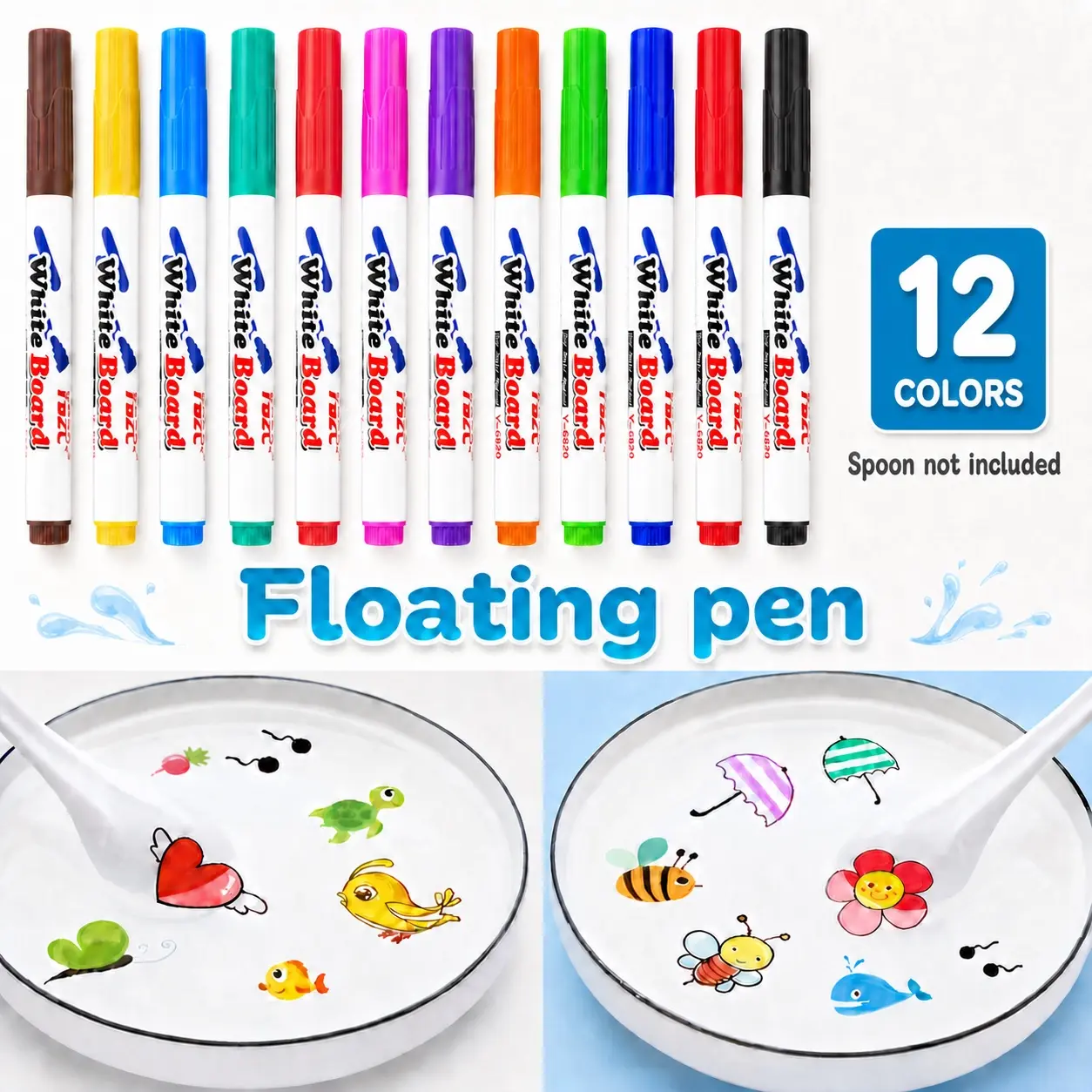 12-Color Magic Water Floating Marker Pen Set, Quick-Dry Water Painting Pens for DIY Drawing & Creative Crafts, Fun Art Supplies for Kids and Adults, Art Craft Kits