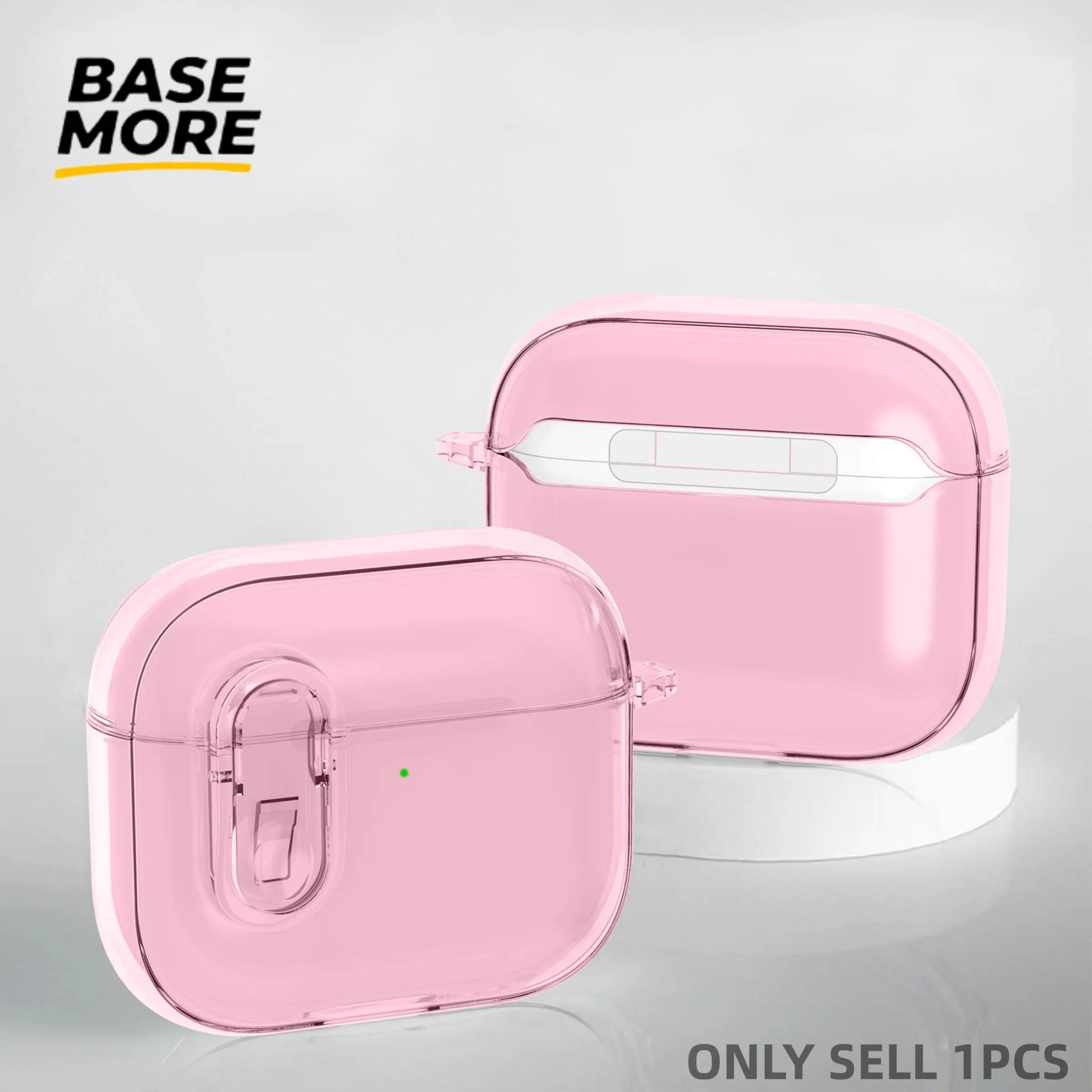 Pure Color Ice Crystal Earbud Case with Lock Clip, Stylish Protective Cover for AirPods 1/2/pro2/pro3/4/3, Anti-Drop and Scratch-Resistant
