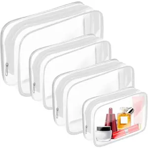 2026 New 4Pcs  Size Clear Toiletry Bag Hand Tools Kit, Airline Compliant Carry On Cosmetic Pouches for Men & Women Over 12, SummerVibes Travel Essentials & Halloween Party Gifts