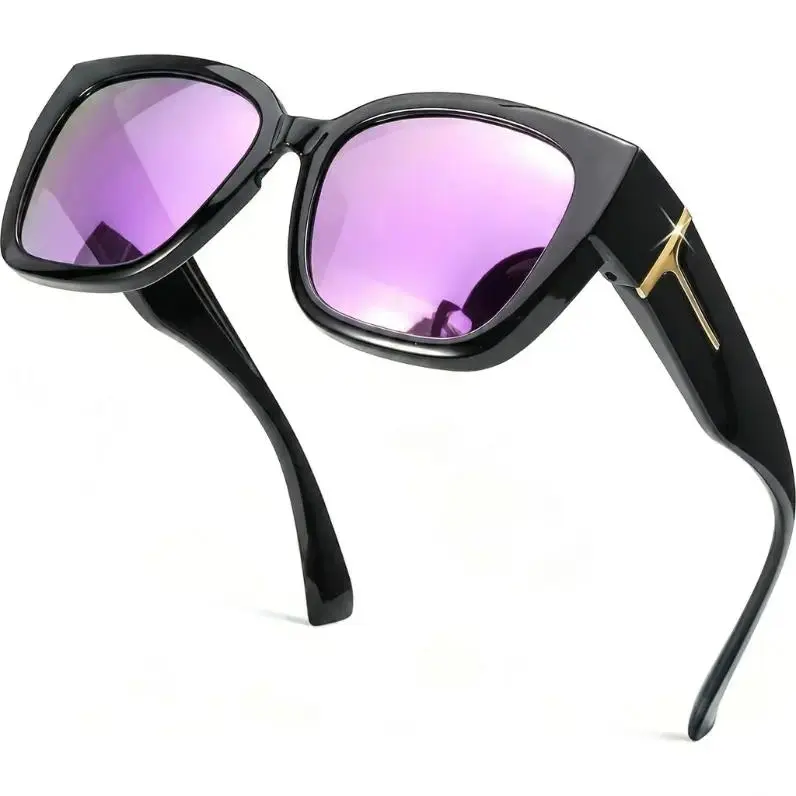 Black Frame Purple Mirrored Lens