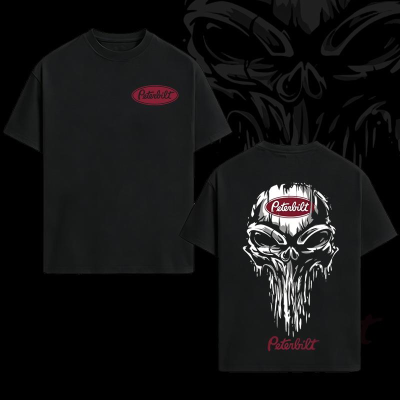 Peterbilt Skull T-Shirt, Grunge Graphic Design, Trucking Culture Tee, For Diesel Lovers & Truckers, Gift for Long Haul Drivers
