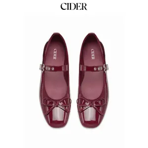 Cider SQUARE TOE BOWKNOT DECOR BUCKLE MARY JANE FLATS