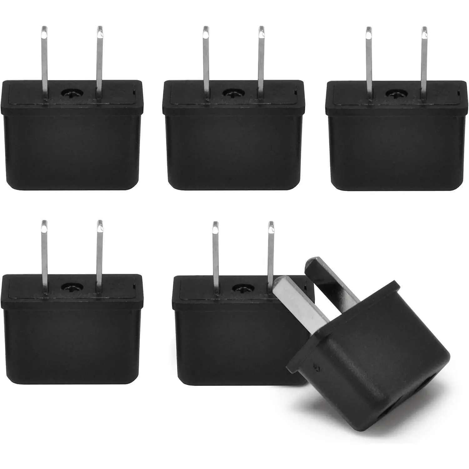 6-Pack Asia to 2-Pin Power Wall Adapter, Type C to Type A Plug Adapter for Smartphones, Cellphones, Chargers & Electronic Devices