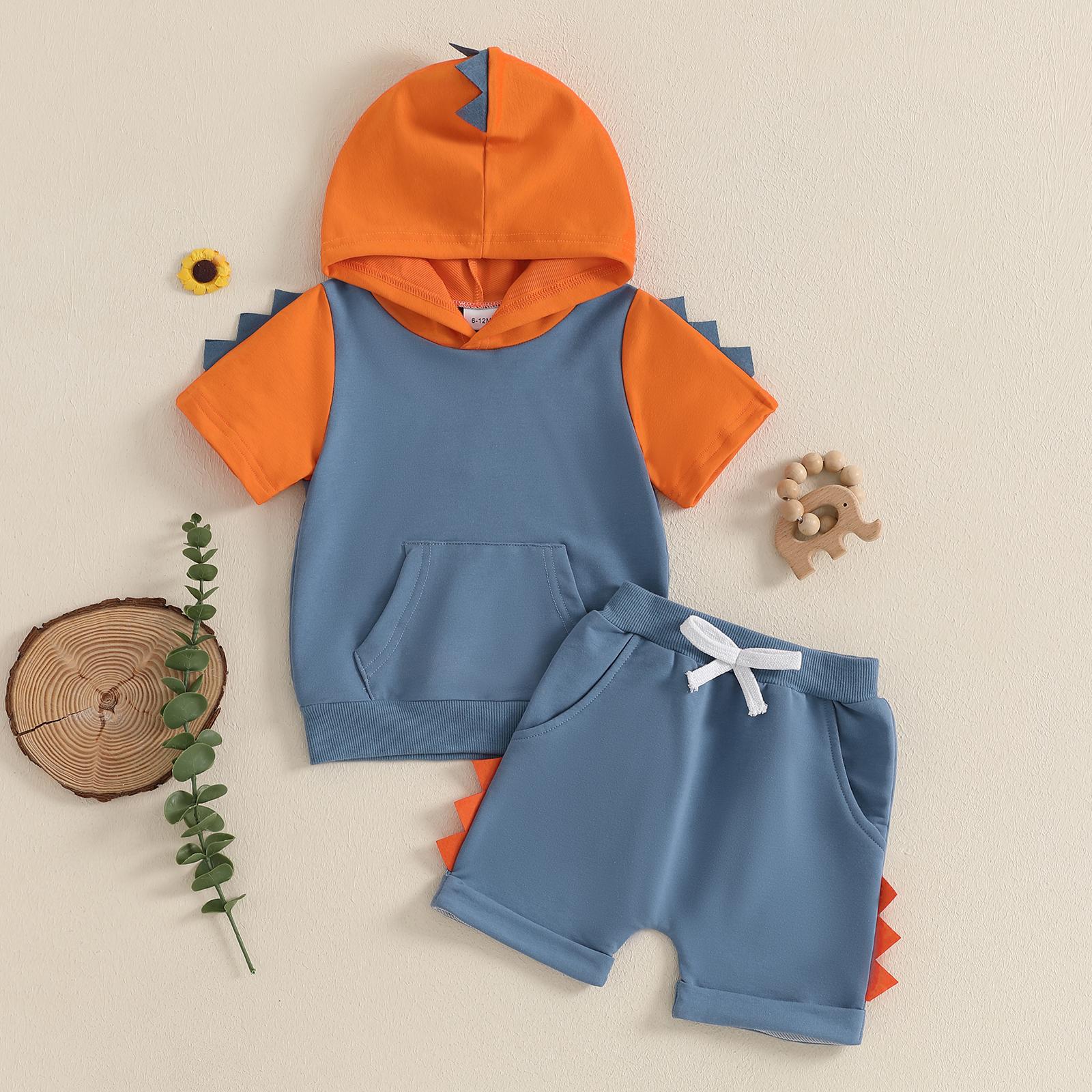 Toddler Baby Boy Summer Outfit Hooded Dinosaur Funny Contrast Short Sleeve Shirt Shorts 2Pcs Set Infant Summer Outfit Dinosaur Clothes Toddler Baby Boy Summer Outfit Hooded Dinosaur Funny Contrast Short Sleeve Shirt Shorts 2Pcs Set Infant Summer Outfit Dinosaur Clothes