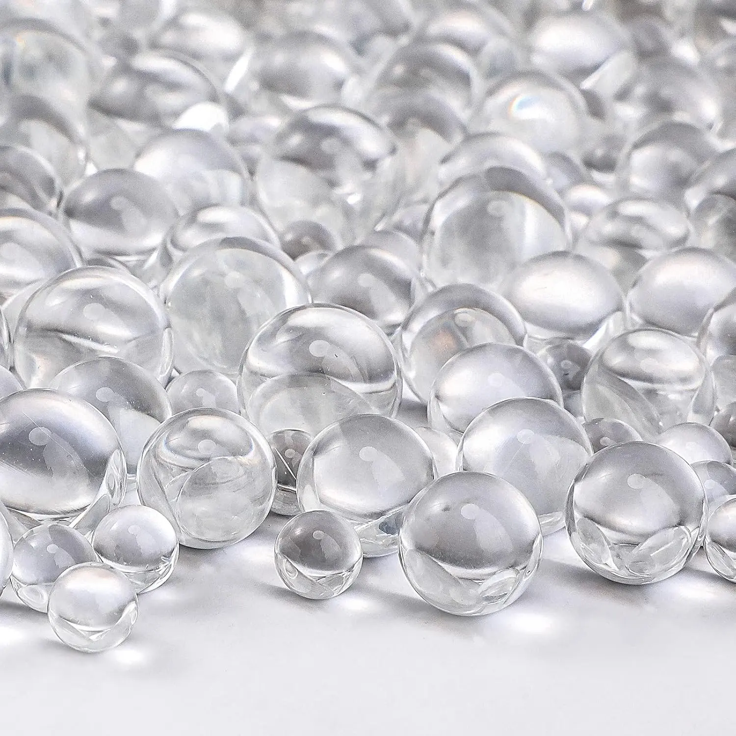 360 count Glass Marble  Vase Filler 12, 10 and 6 mm Glass Beads for Vases Transparent Small Marbles Round Decorative Marbles   for Slingshot (Clear)