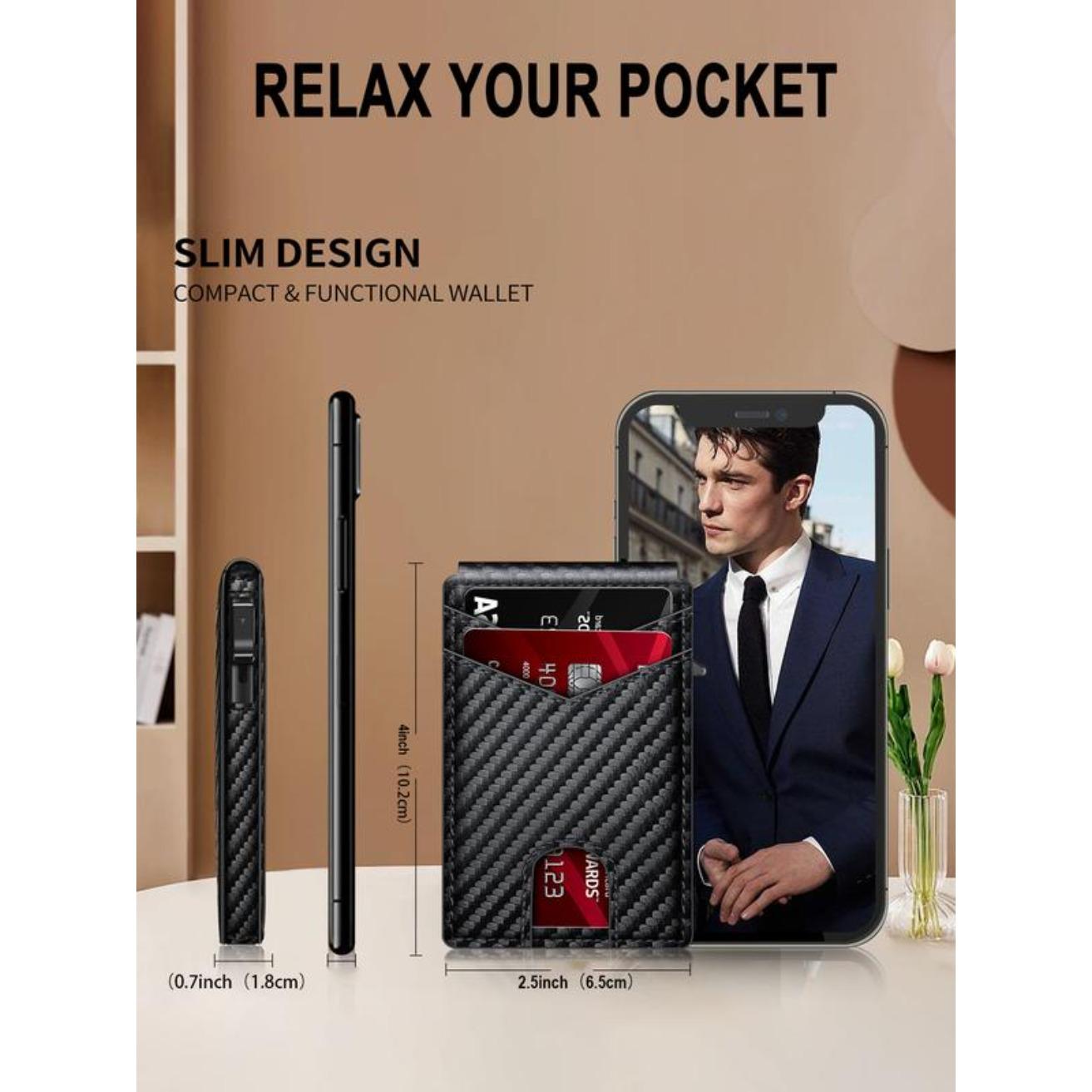 2026 NEW Stylish Black Popup Card Wallet for Men - Slim Design, Secure Storage & Effortless One-Touch Eject Does not support storing cash