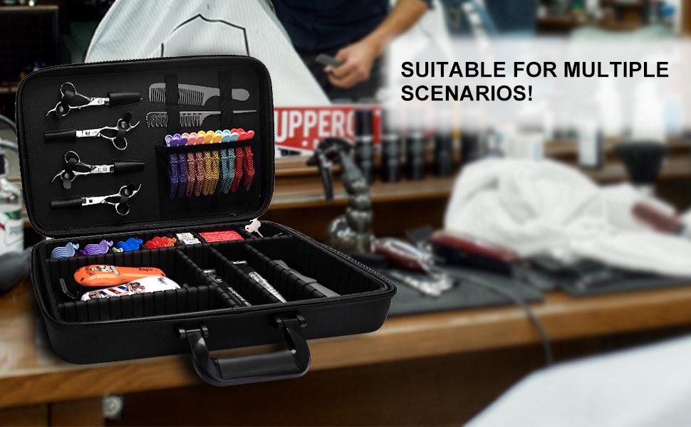 THE WELL KEPT Barber Carrying Case, Stylist Tool Box-Professional Salon Hair Cutting Grooming Kit Storage Organizer for Clippers, Scissors, Barber Supplies (Large)