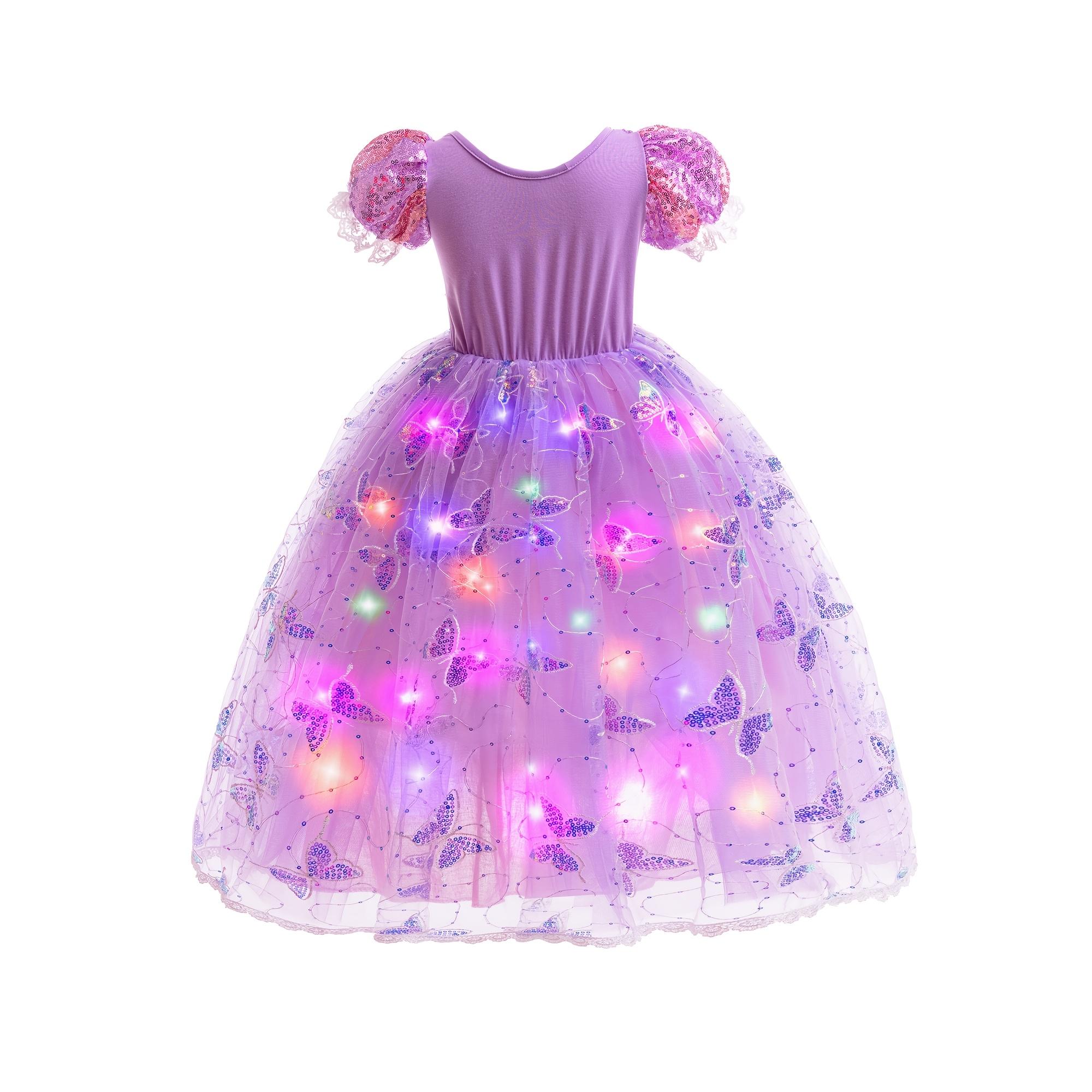 (New)Girl's Light-Up Princess Dress with Gloves, Lining - Perfect Themed Parties and Holiday Gifts, LEADTEX Costume Decoration