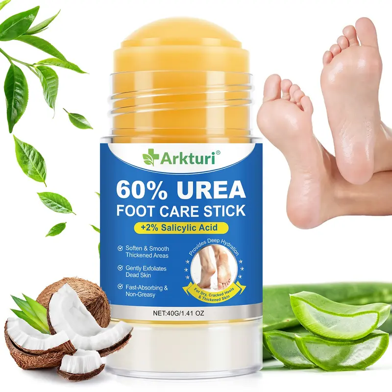 Foot Care Stick with Intensive Foot Care, 60% Urea, 40g, Contains 60% Urea + 2% Salicylic Acid, Smooths Foot Skin, Compact and Convenient