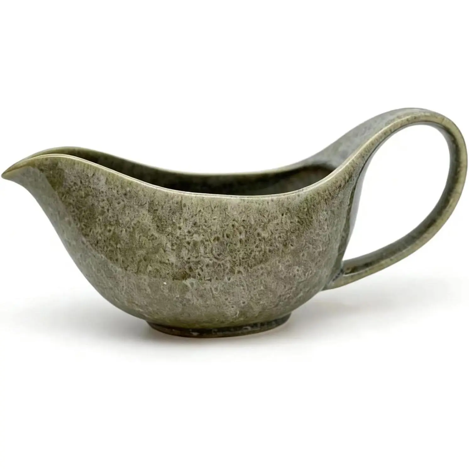 Gravy boat with drip-proof spout. 24-ounce large-capacity ceramic pitcher, perfect for holding sauces, gravy, and cream. Large handle, microwave safe, dishwasher safe. (green)